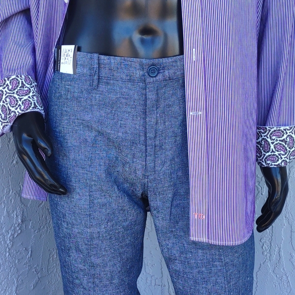 J. CREW Men's "SUTTON" Luxury Linen/Cotton Blend Flat Front Trousers - Picture 6 of 17